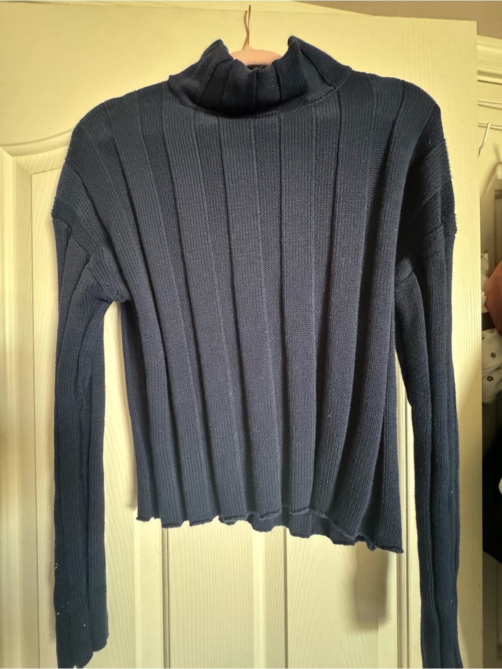 NWOT 100% Cotton J.Crew Wide Ribbed Mockneck Turtleneck Sweater. - Picture 3 of 5